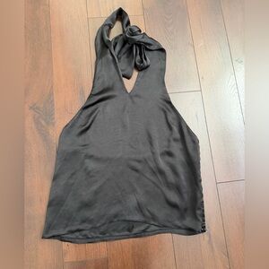 Zara satin drape Large halter top black tank blouse women